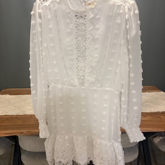 Just Me Embroidered White Lace Long Sleeve Dress - Picture 7 of 7